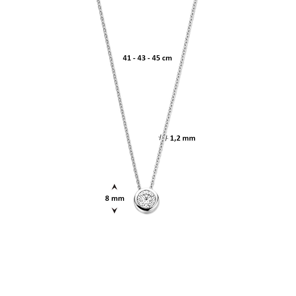 Silberhalskette mit Zirkonia-Anhänger – rhodiniertes Damen-Collier im Solitär-Stil