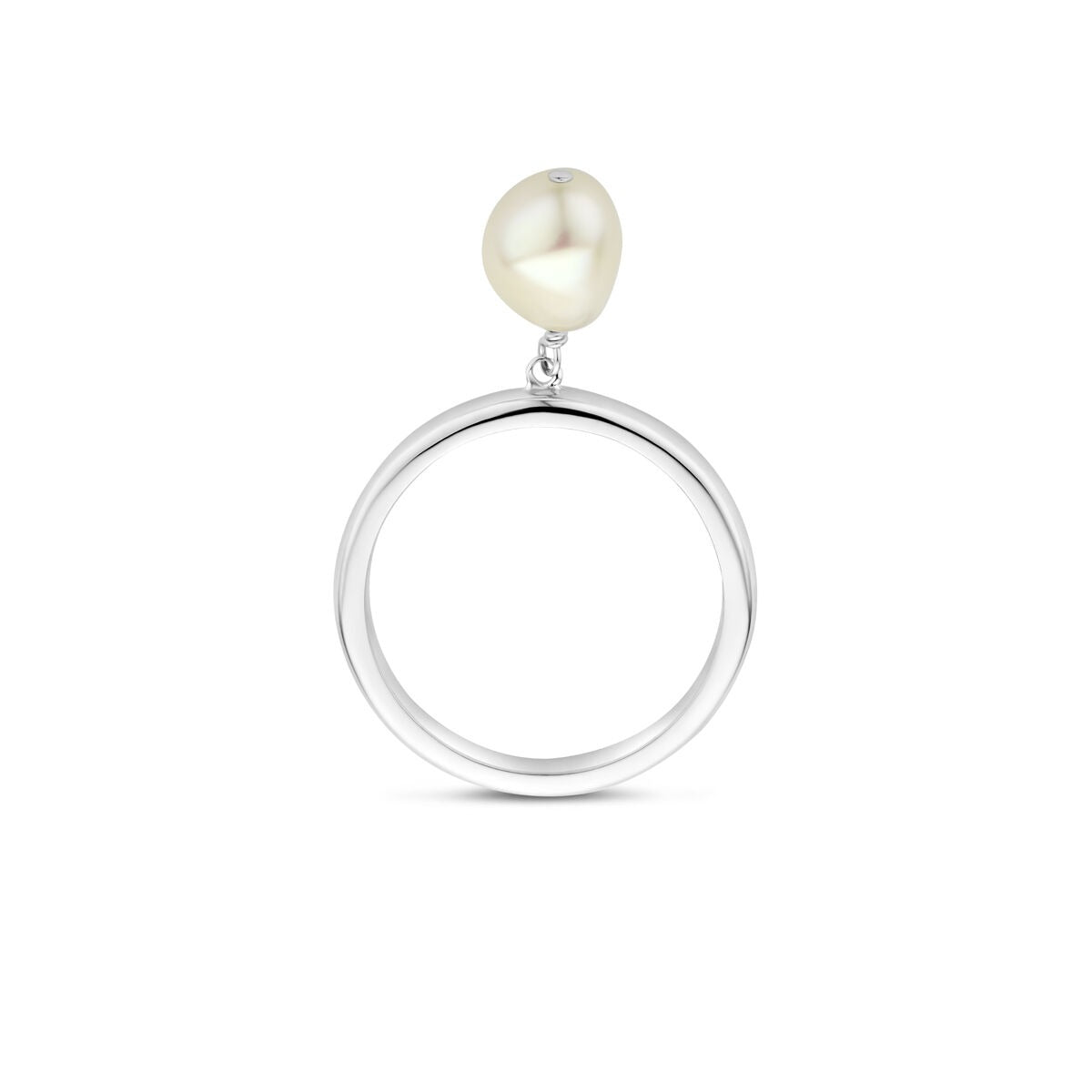 Rhodinierter 925er Silberring mit Perle