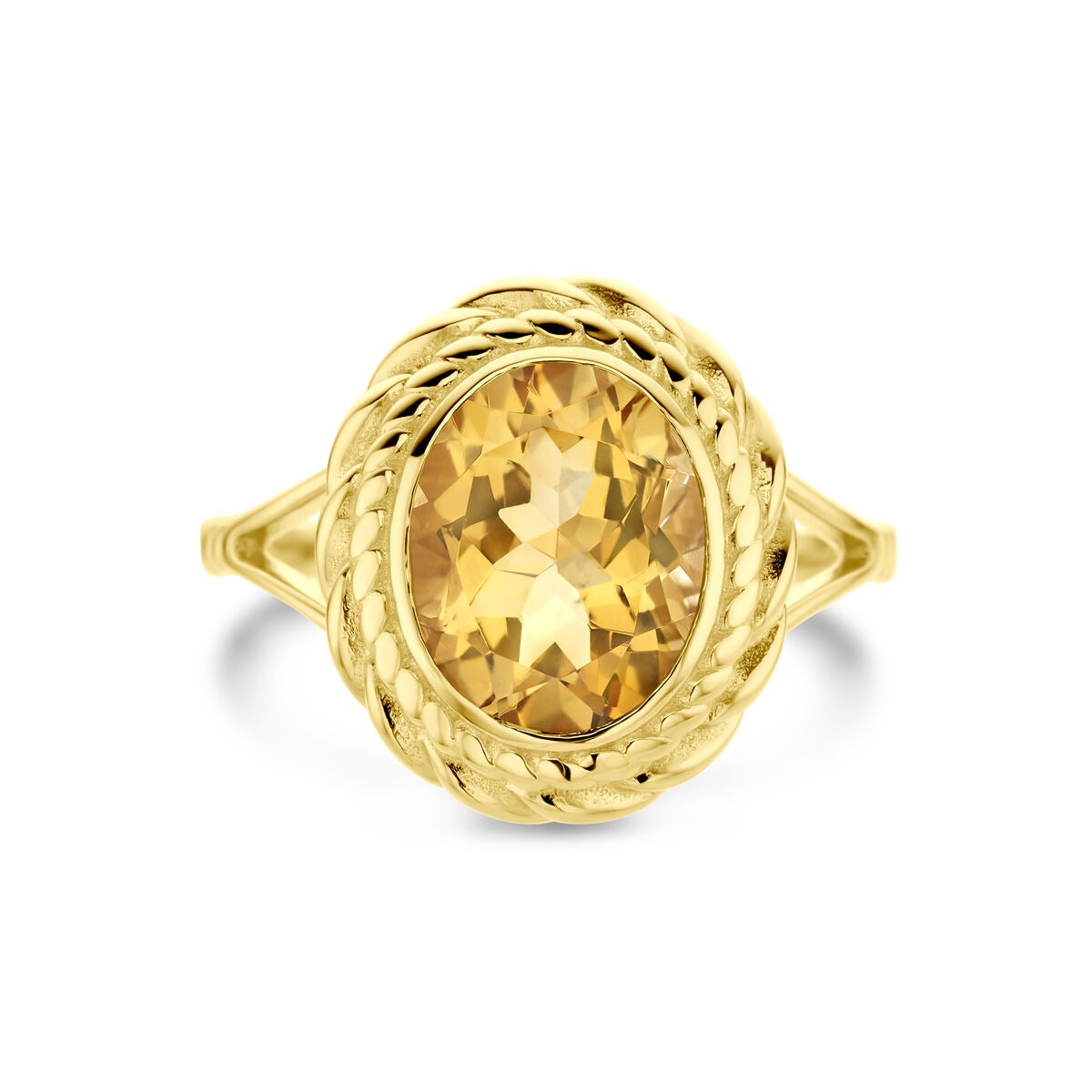Goldring 14K mit Citrin – Briolette-Schliff