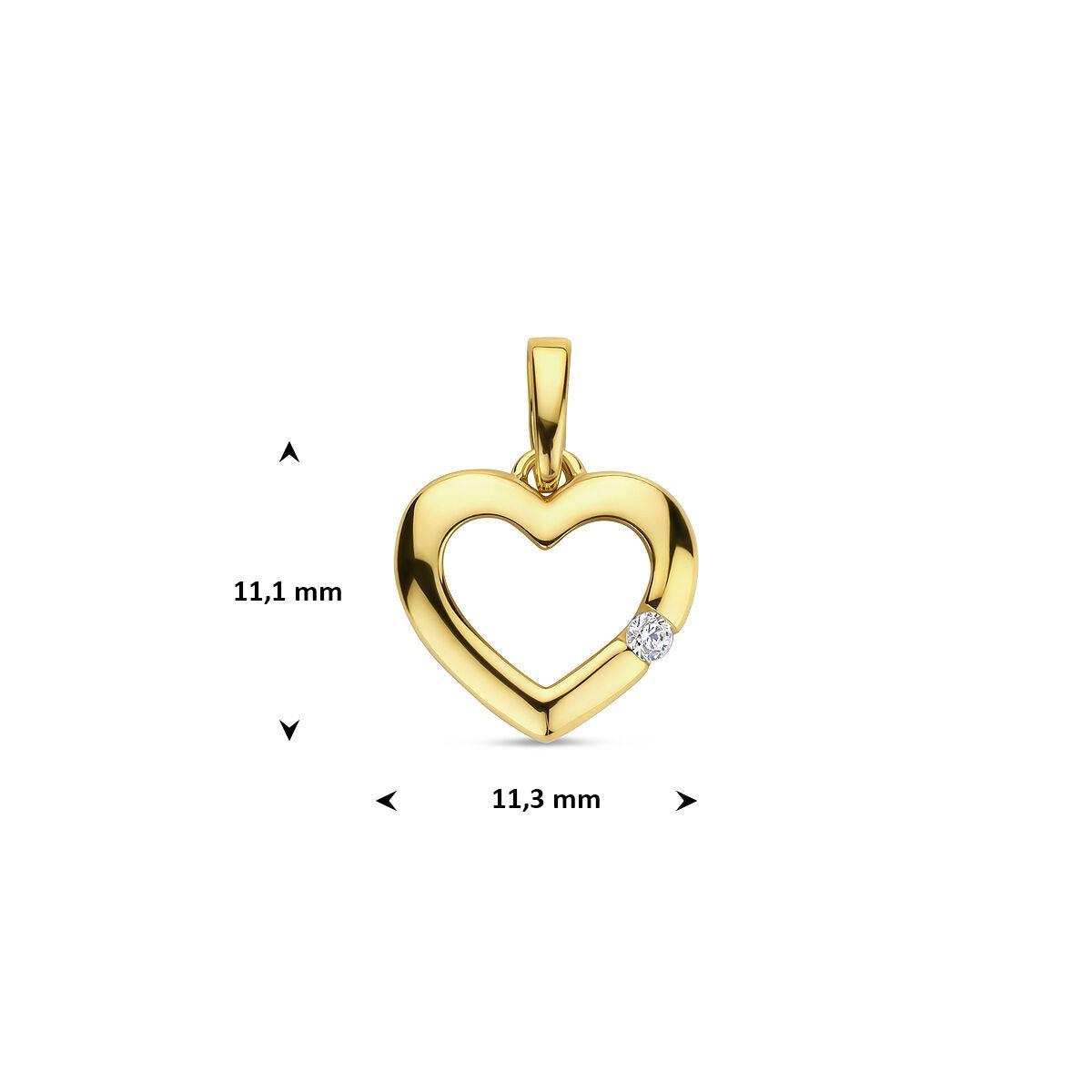 Gelbgoldanhänger mit Herz und Zirkonia – 14k