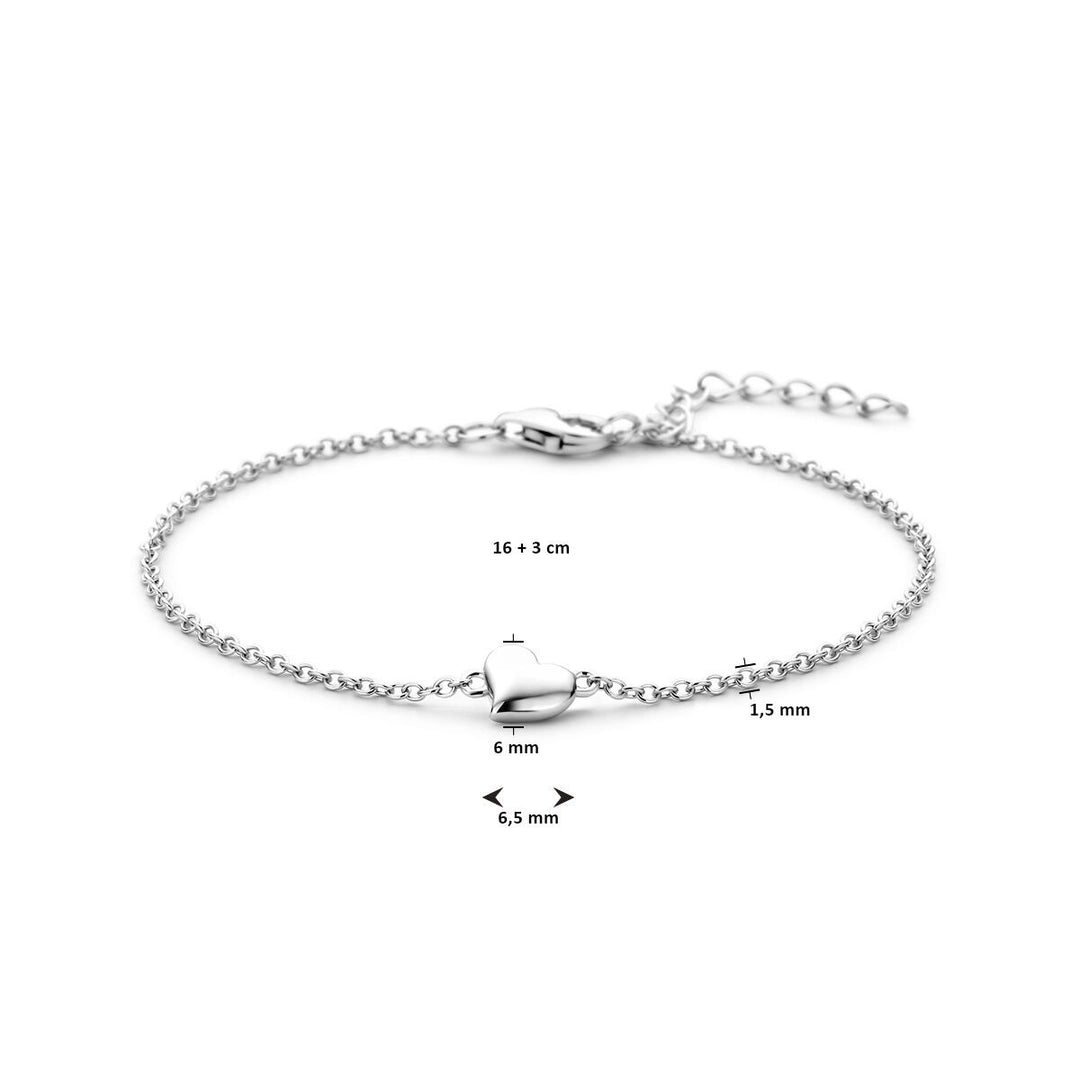 Armband Herz 16 + 3 cm Silber rhodiniert