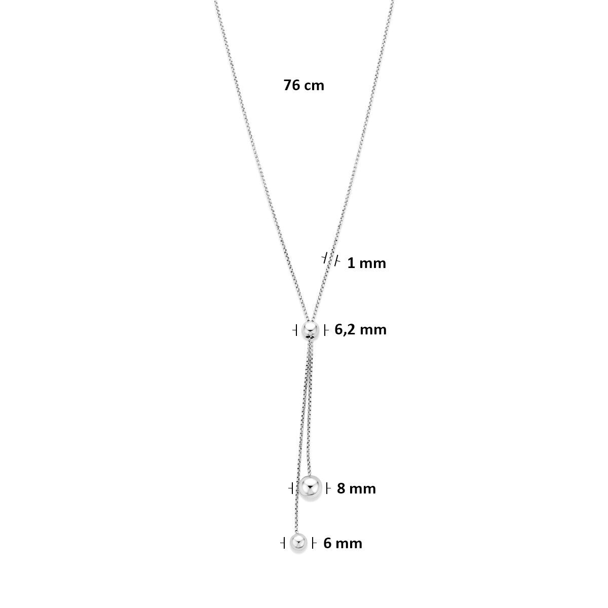 Rhodiniertes 925er Silber Y-Collier mit Kügelchen