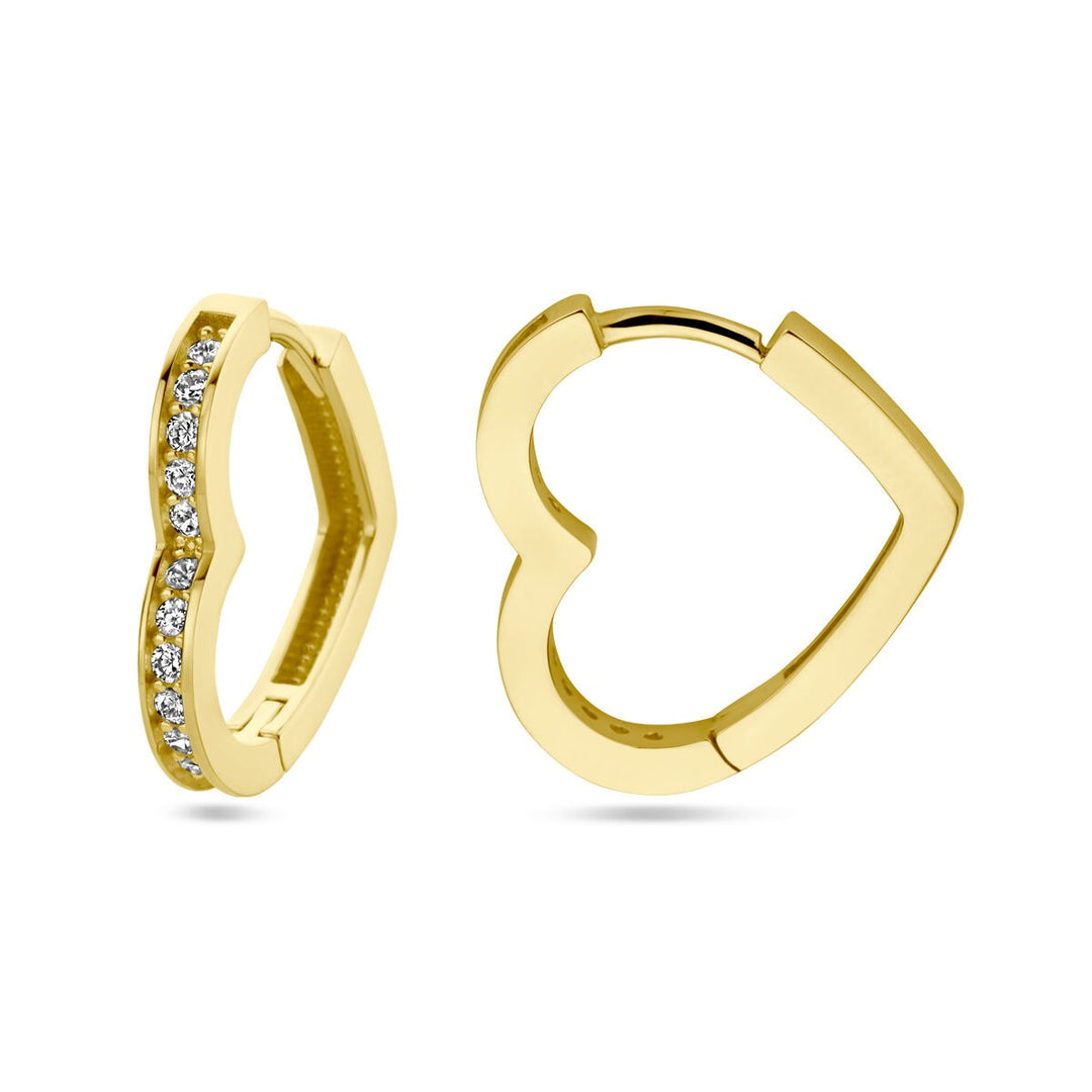 Ohrringe Herz und Zirkonia 14K Gelbgold