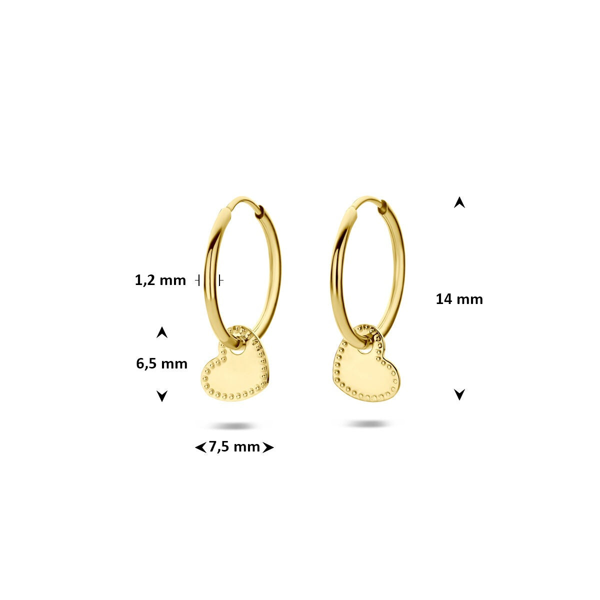 14 K Gelbgold-Ohrringe mit Herz