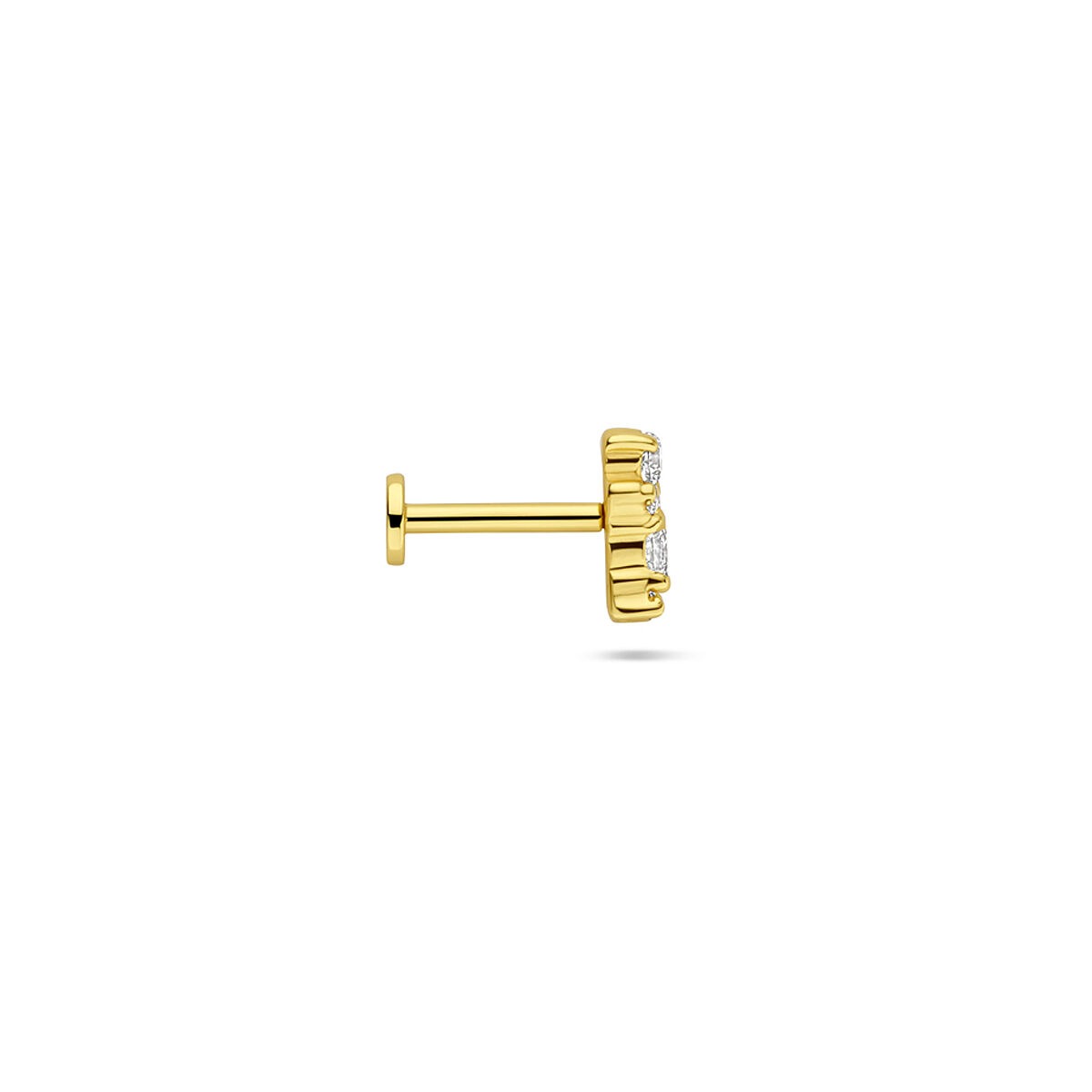 Vergoldetes 925er Silber Flat Back Piercing mit Zirkonia
