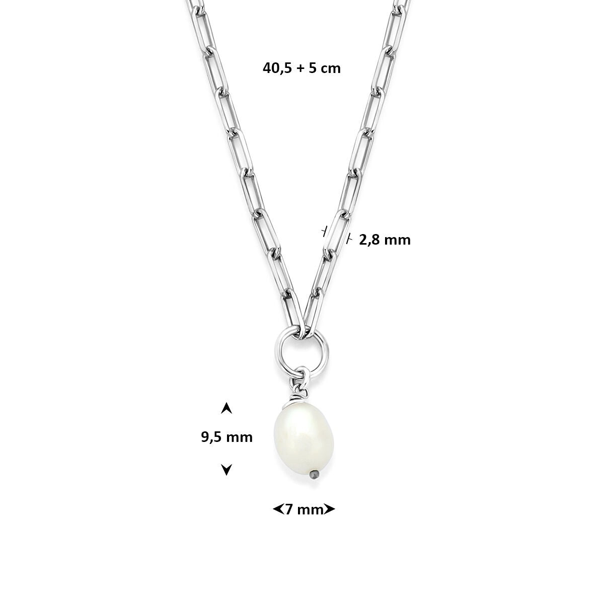 Rhodiniertes 925er Silbercollier mit Süßwasserperle