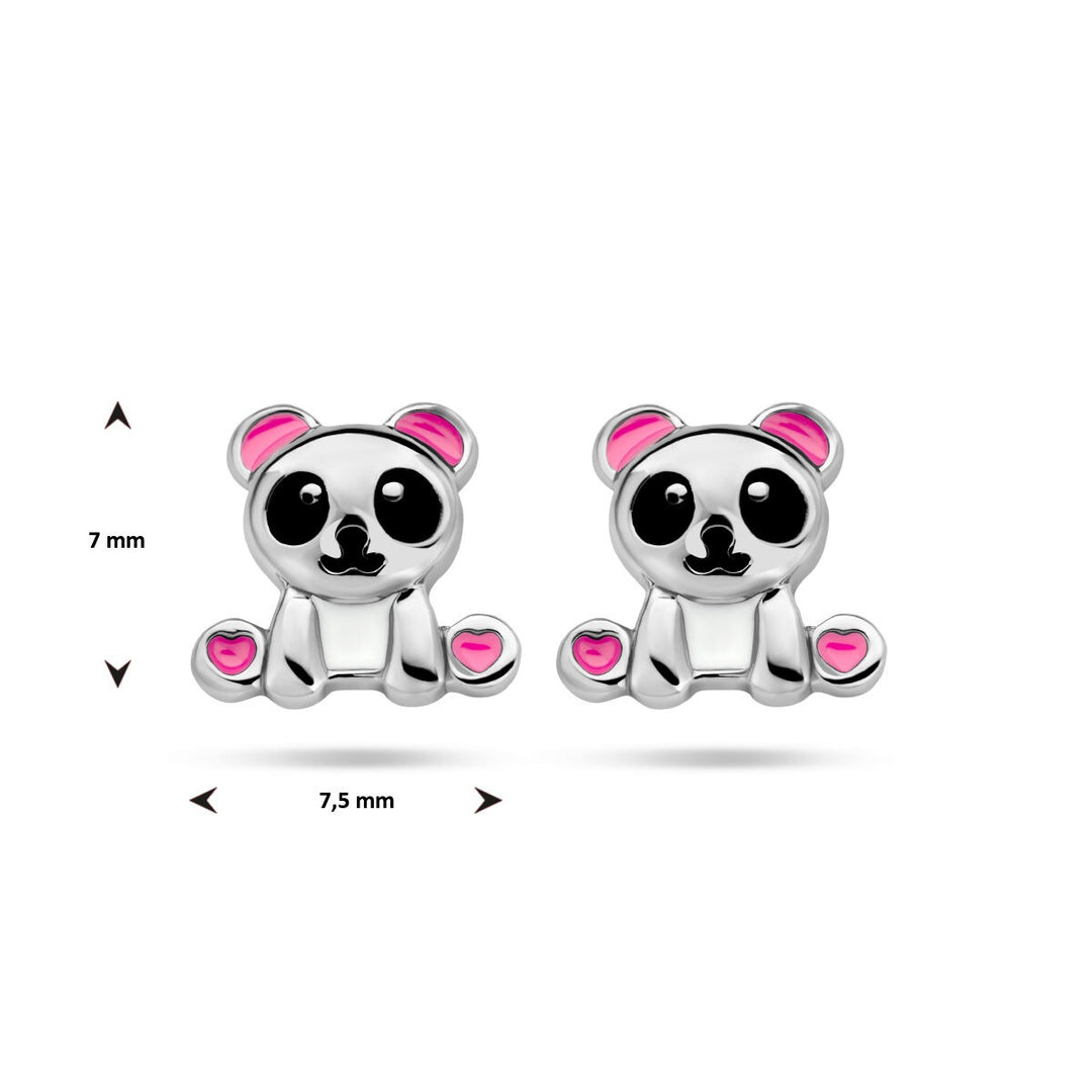 Ohrstecker Panda Silber rhodiniert