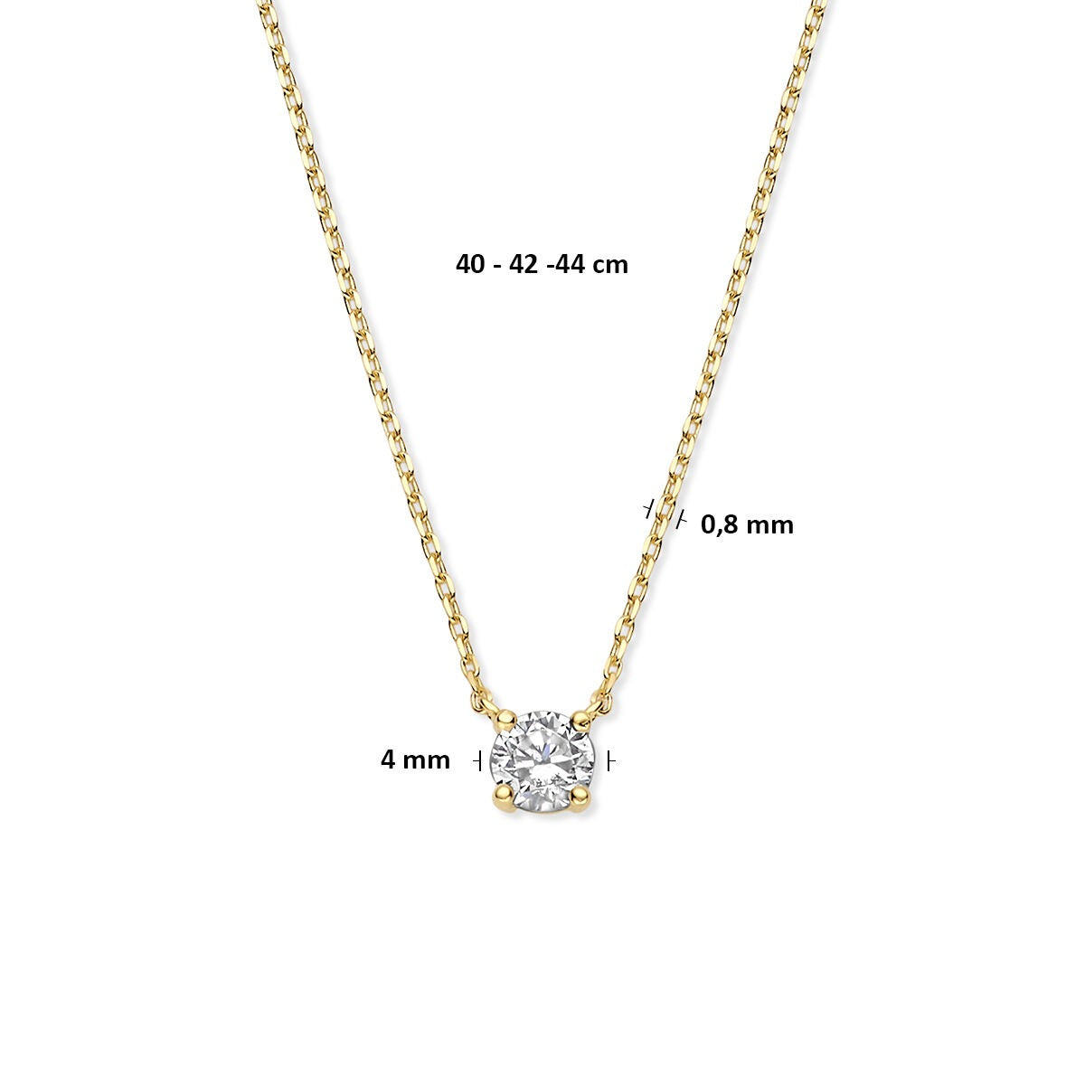 Zirkonia-Halskette 40 - 42 - 44 cm 14K Gelbgold