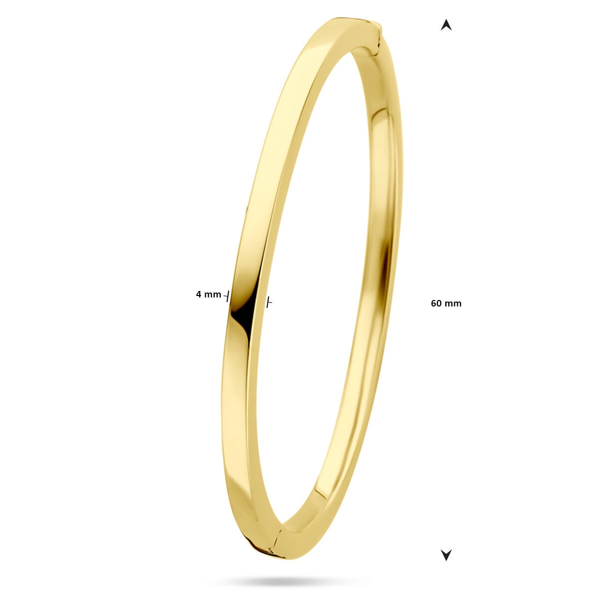 14k Gelbgold Armreif – 4 mm breit, mit Scharnierverschluss