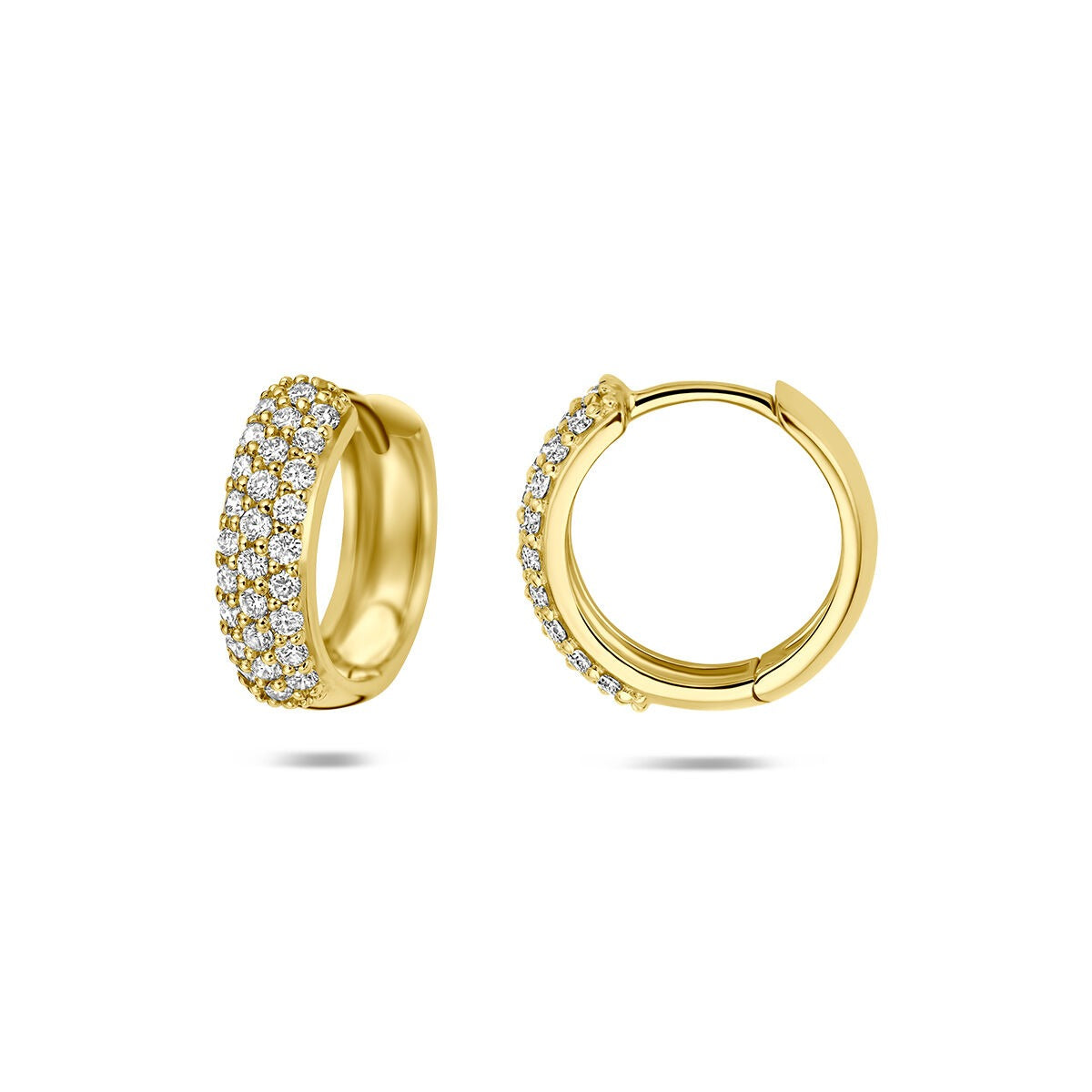 14k Gelbgold Klappcreolen mit im Labor gezüchtetem Diamanten