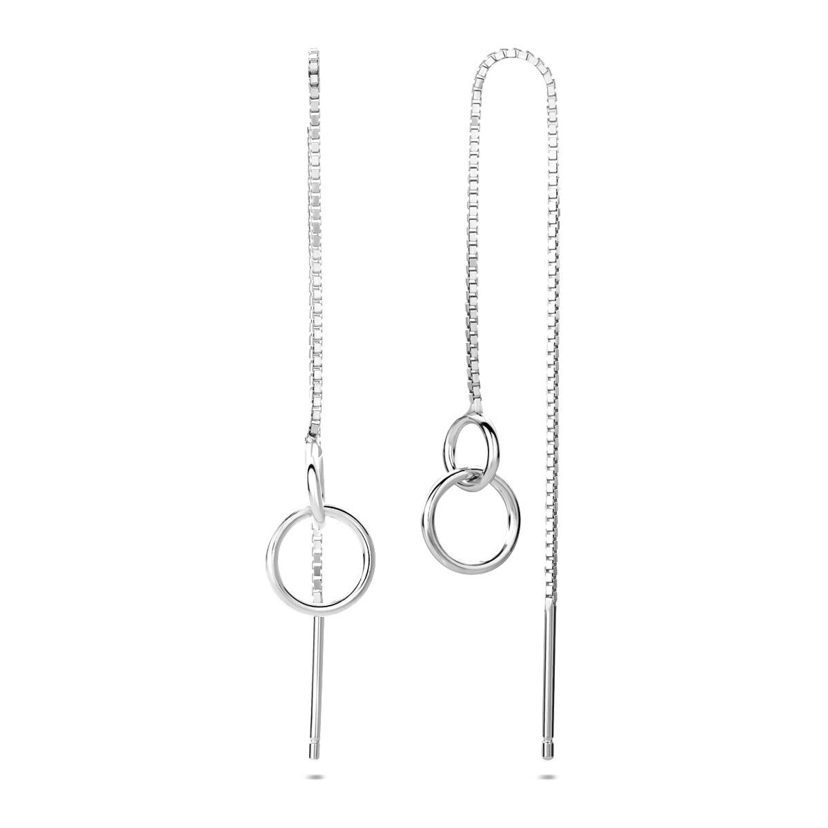 Rhodiniertes Sterling Silber Durchzieher Ohrringe