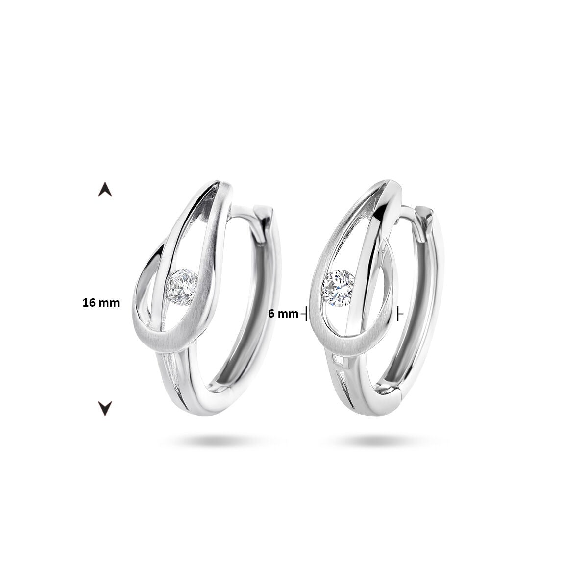 925er Rhodiniertes Silber Klappcreolen mit Zirkonia
