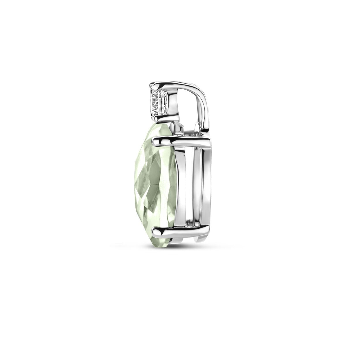 Silberanhänger mit grünem Amethyst und Zirkonia – rhodiniertes 925er Silber, 13 x 8 mm