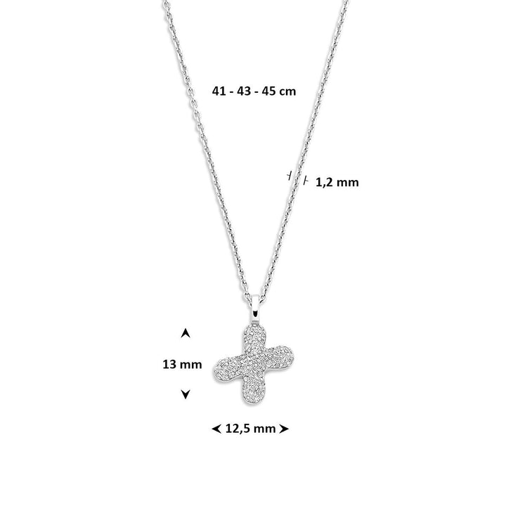 Gerhodineerd 925 zilveren collier met letter en zirkonia