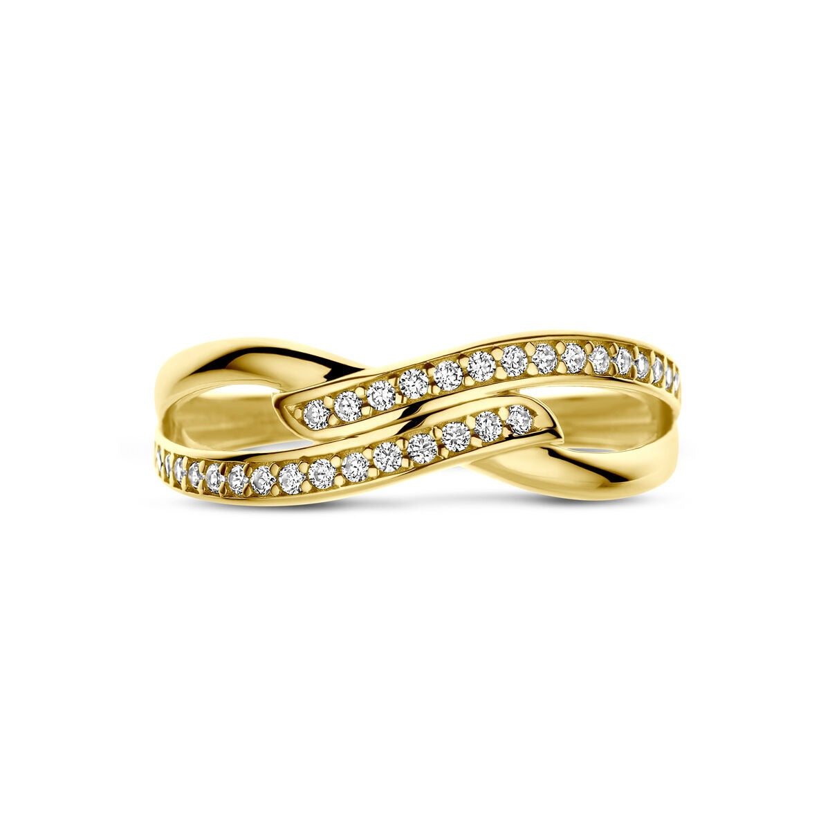 9k Gelbfarbener Zirkonia-Entourage-Ring