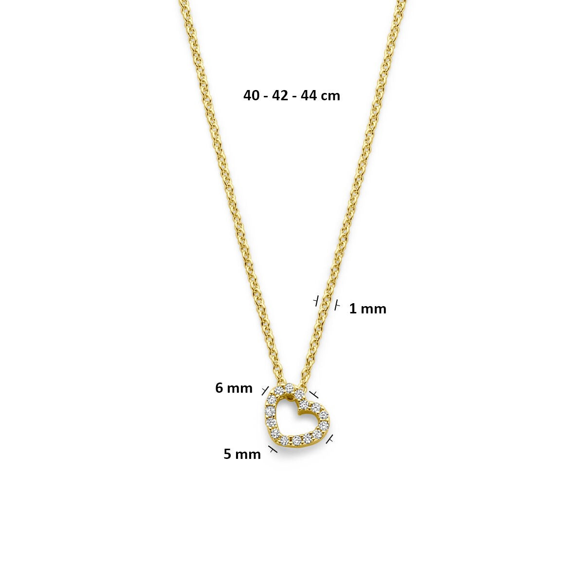14k Gelbgoldkette mit Herz und Diamant