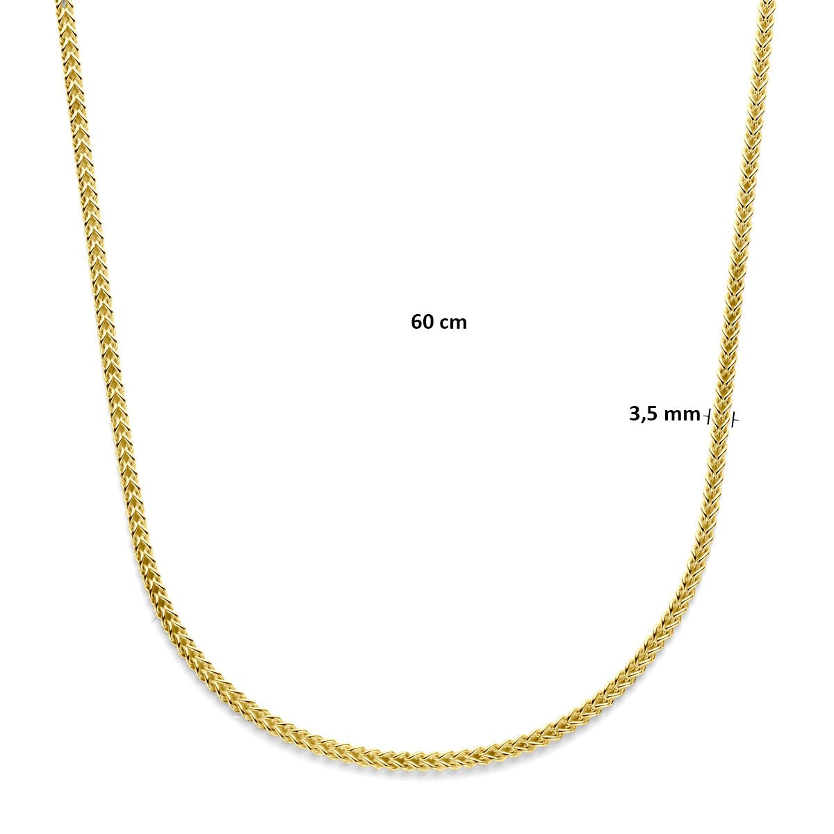 14k Gelbgold Gourmette Herrenhalskette 60 cm mit Silberkern