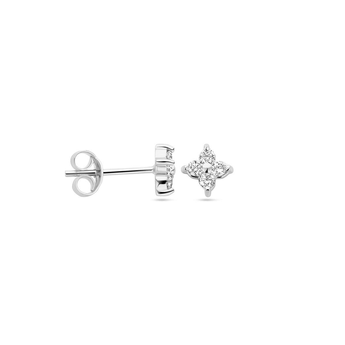 Ohrstecker Blume Zirkonia Silber rhodiniert