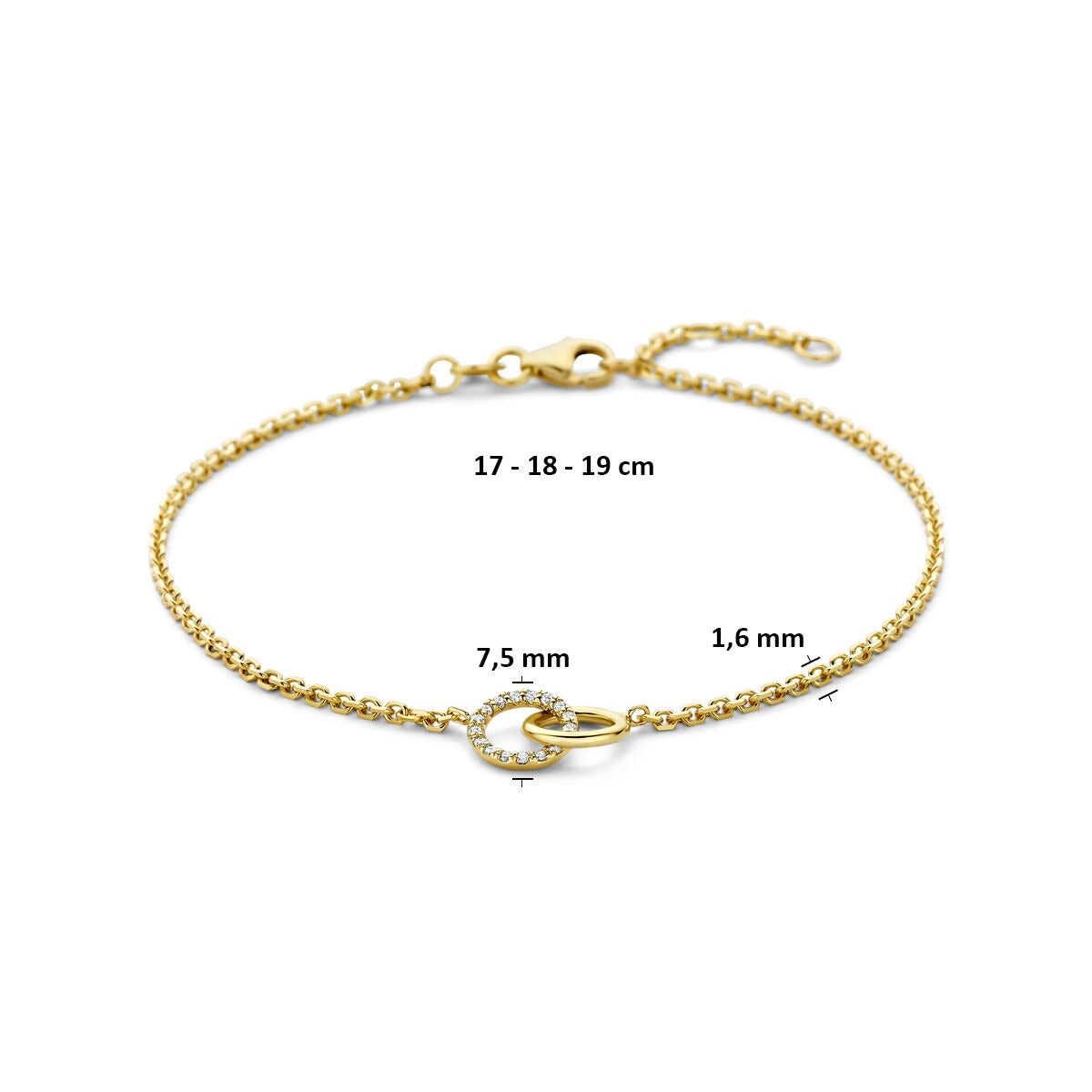 14k Gelbgold Armband mit im Labor gezüchtetem Diamant 0,09ct