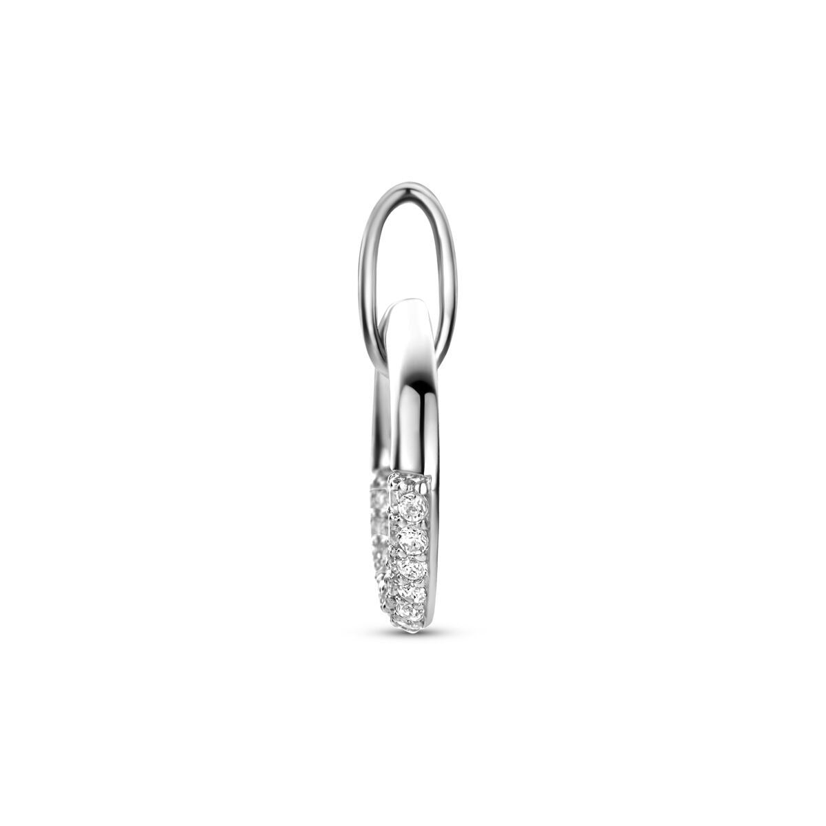 Rhodinierter runder Anhänger aus 925er Silber mit Zirkonia