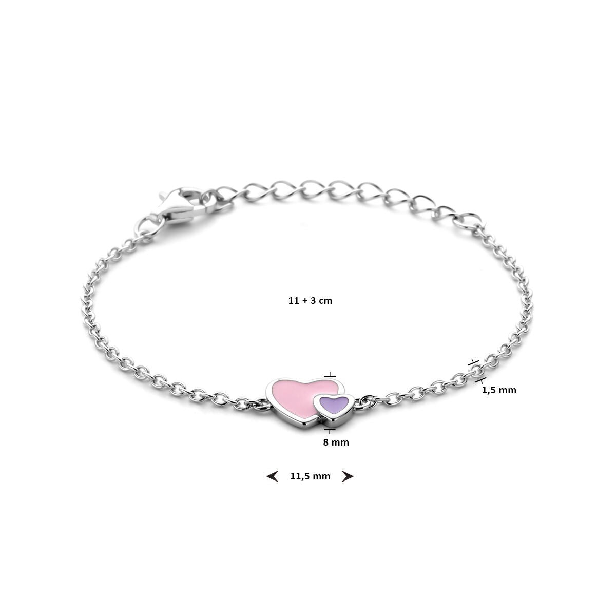 Silbernes Kinderarmband mit Herzchen – rhodiniertes 925er Silber