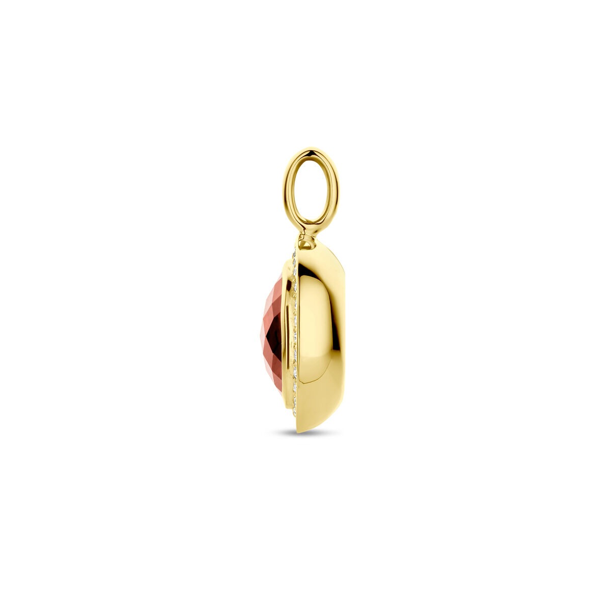 Goldanhänger – 14 Karat mit Granat und Diamant