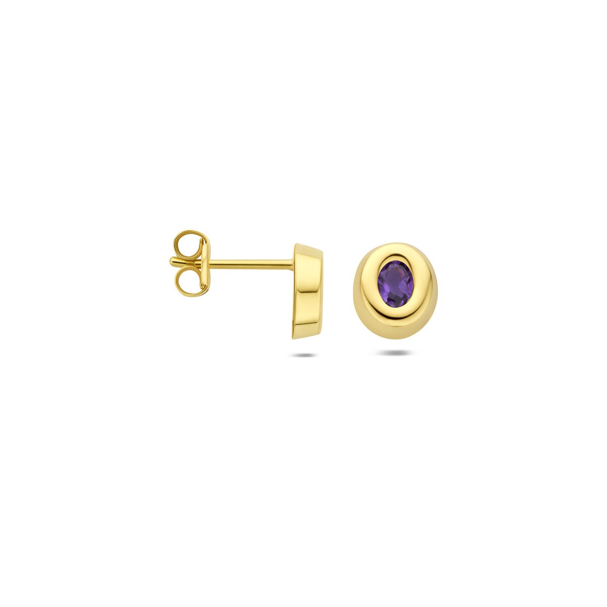 9k Gelbgold-Ohrstecker mit Amethyst
