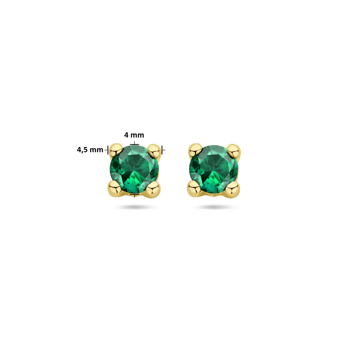 14 Karat Gelbgold-Ohrstecker mit synthetischem Smaragd.
