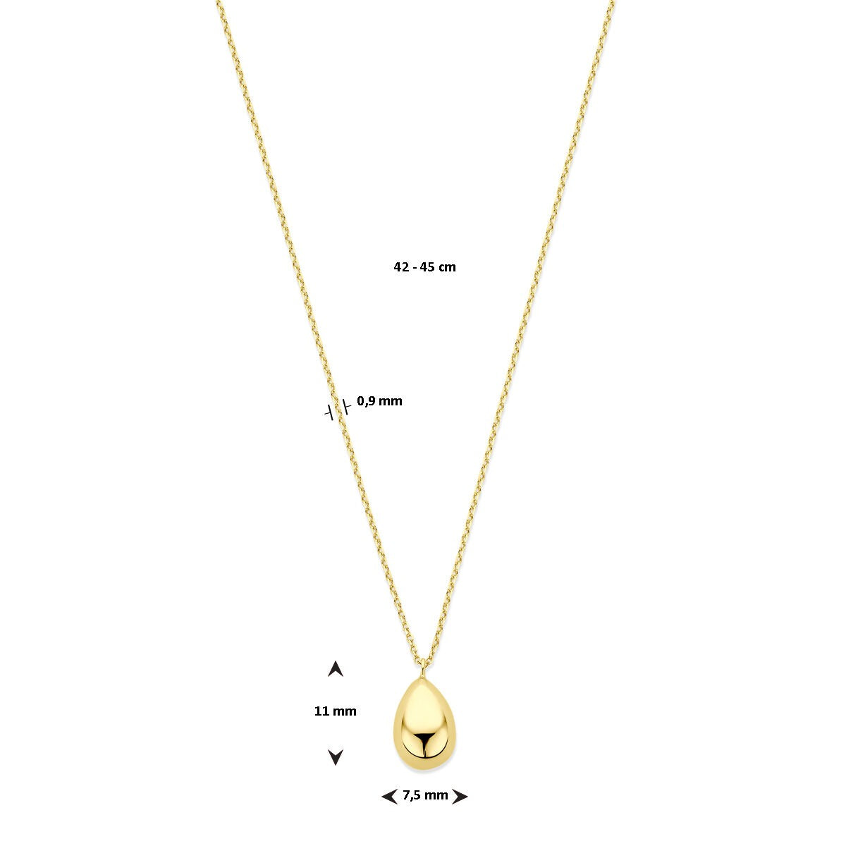 14 Karat Gelbgoldcollier mit tropfenförmigem Anhänger