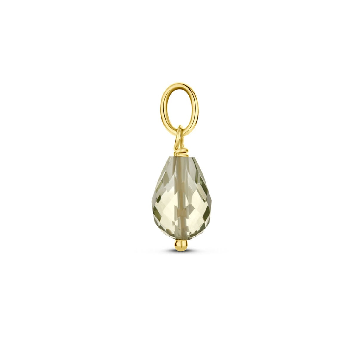 14K Gelbgoldanhänger mit grünem Amethyst – Briolett-Schliff