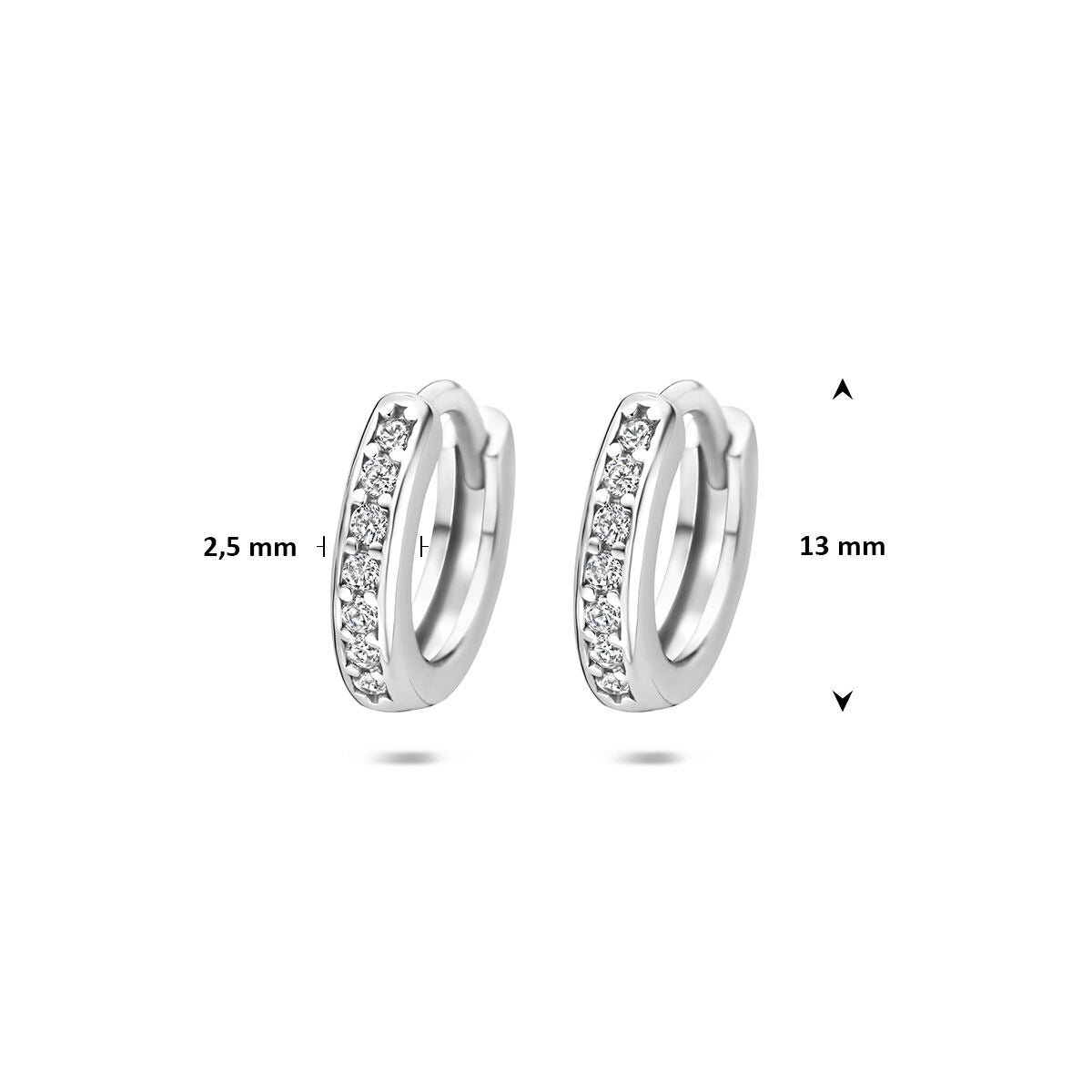 Rhodinierte 925er Silber Klappcreolen mit Zirkonia