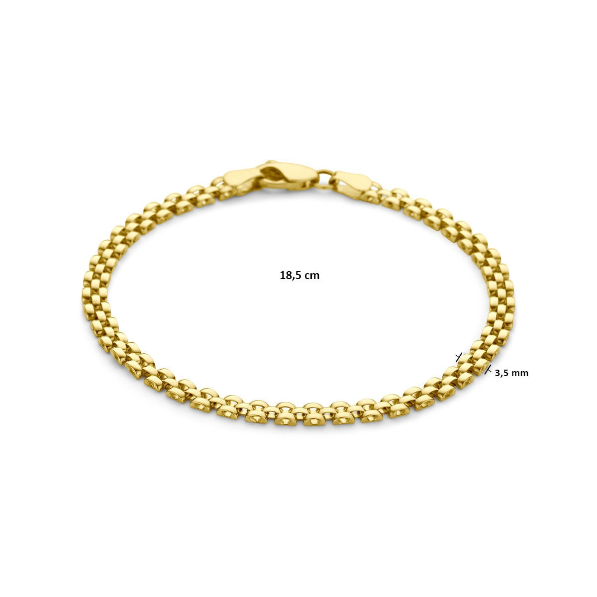 9k Gelbgold Pantherglied-Armband 18,5 cm