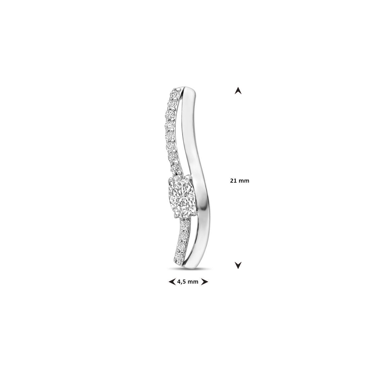 Anhänger aus rhodiniertem 925er Silber, 21 mm hoch, mit Zirkonia-Stab