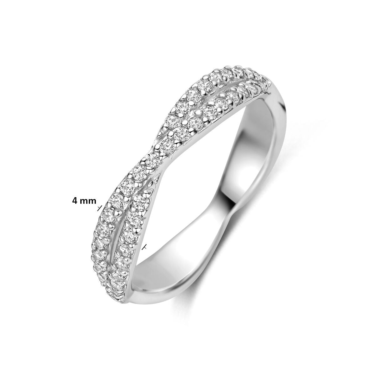 Rhodinierter Ring aus 925er Silber mit Zirkonia