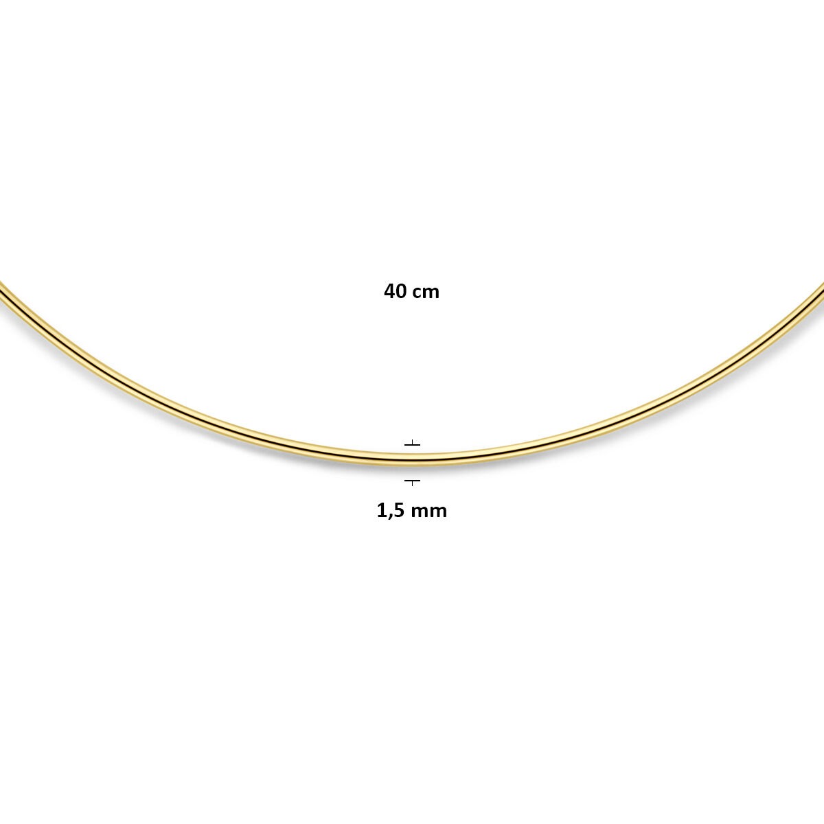 Goldkette ohne Anhänger 14k Spange mit Karabinerverschluss 1,5 mm 40 cm
