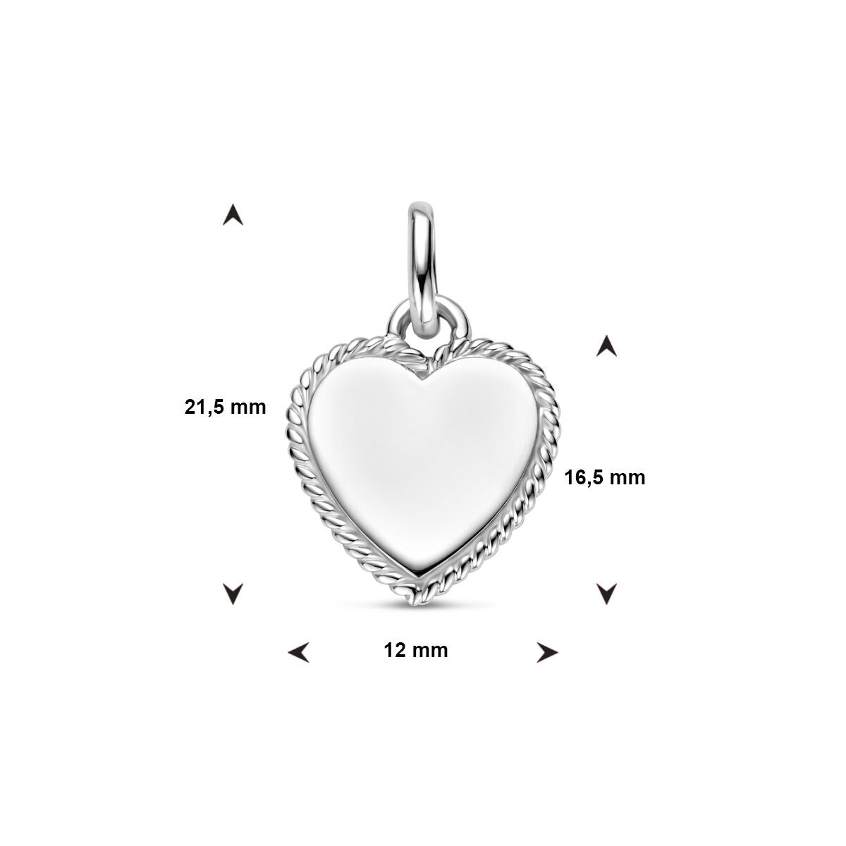 Rhodinierter Silber-Gravuranhänger Herz – 19.5mm