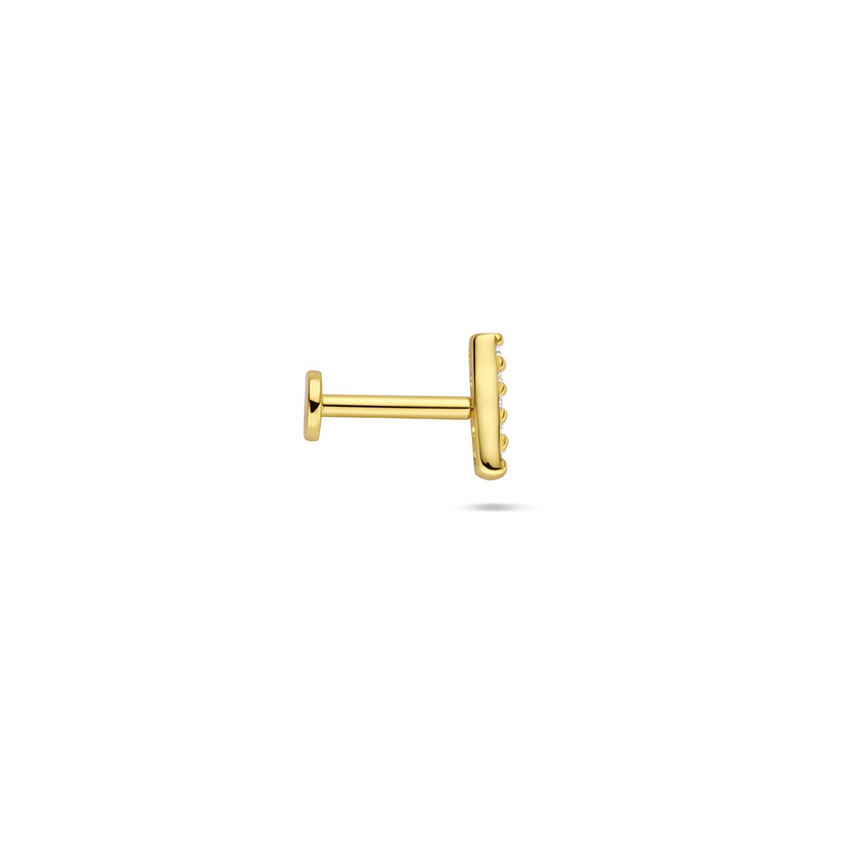 Vergoldetes 925er Silber Flat Back Piercing mit rechteckiger Zirkonia-Reihe