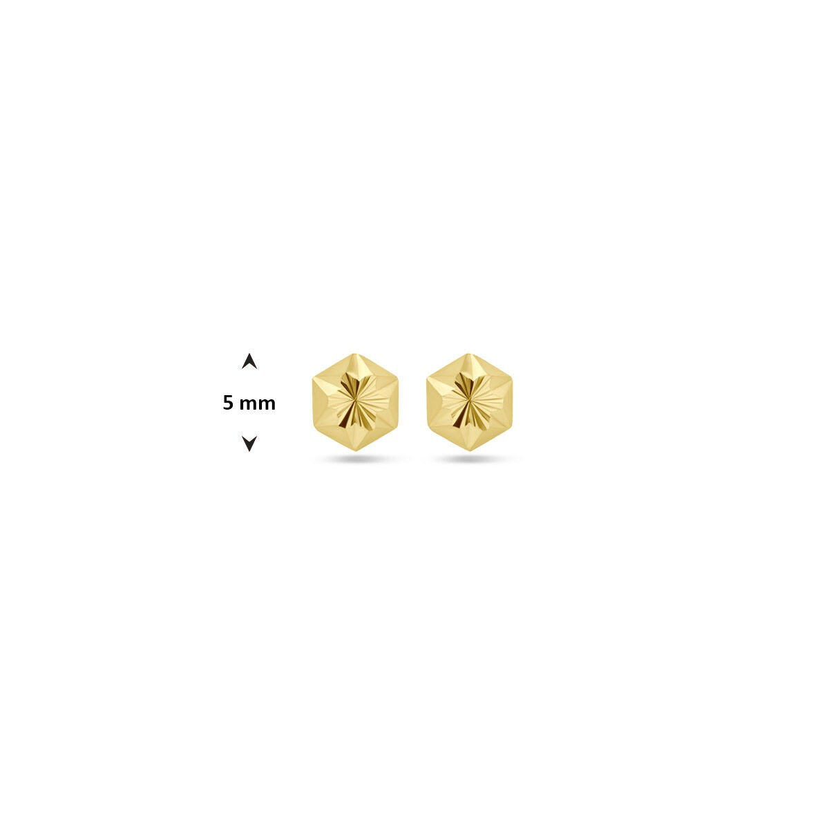 9k Geelgouden oorknopjes zeshoek gediamanteerd