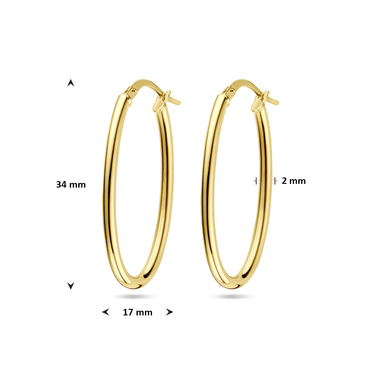 14 Karat Gelbgold-Ohrringe mit Silberkern – 34x2mm