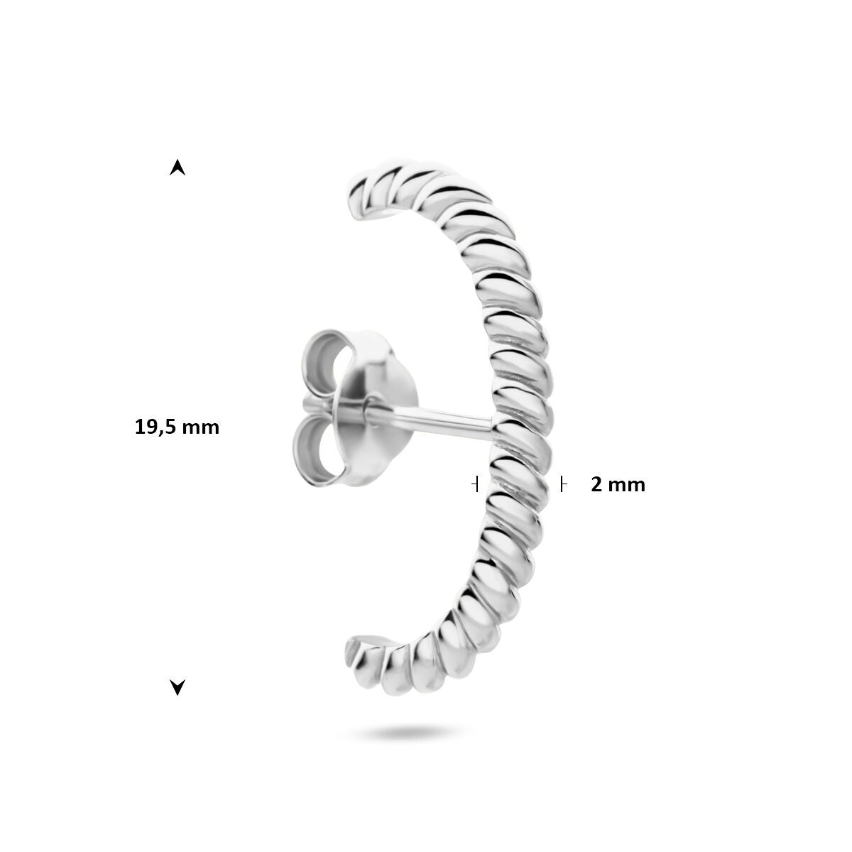 Rhodinierter 925er Silber Suspend-Ohrring gedreht