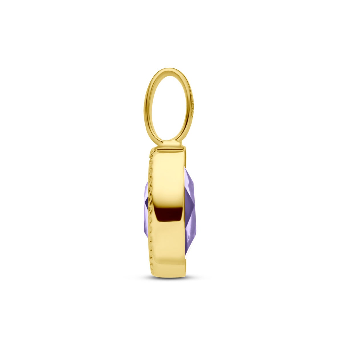 14K Gelbgoldanhänger mit Amethyst – Ovale Fassung