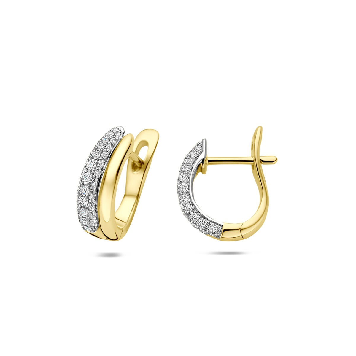 14 Karat Bicolor Gold Ohrringe mit Diamanten