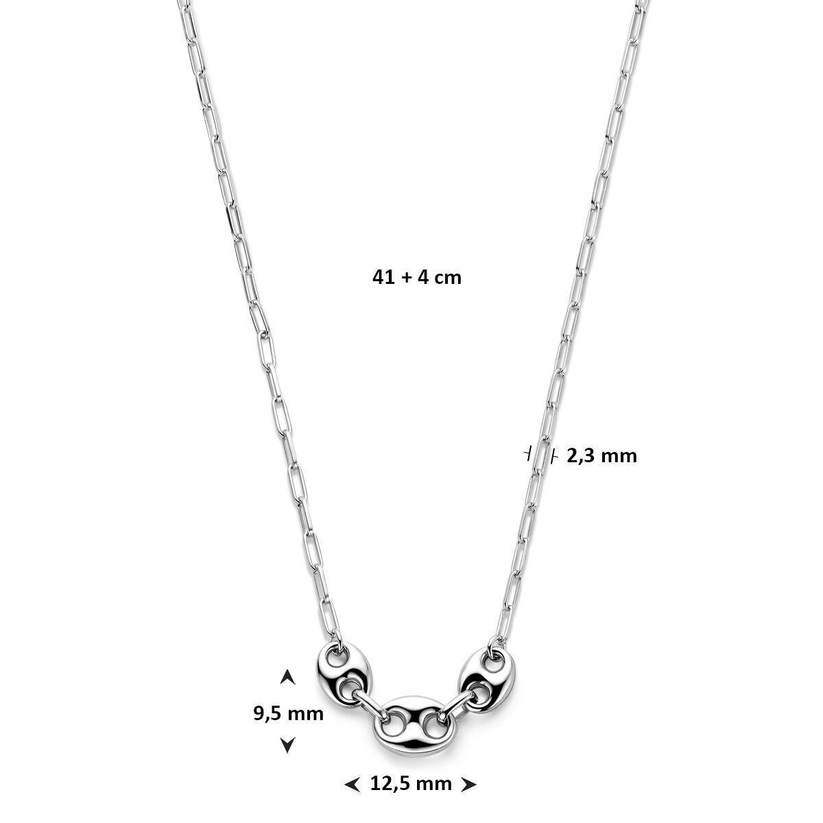 Silberne Halskette mit Kaffeebohnen-Gliedern – rhodiniertes Damen-Collier mit edlem Design