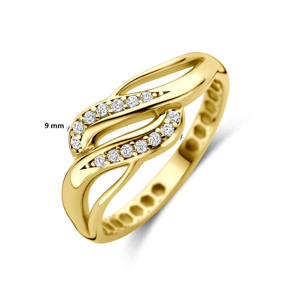 Goldener Damenring mit Zirkonia – 14k Gelbgold
