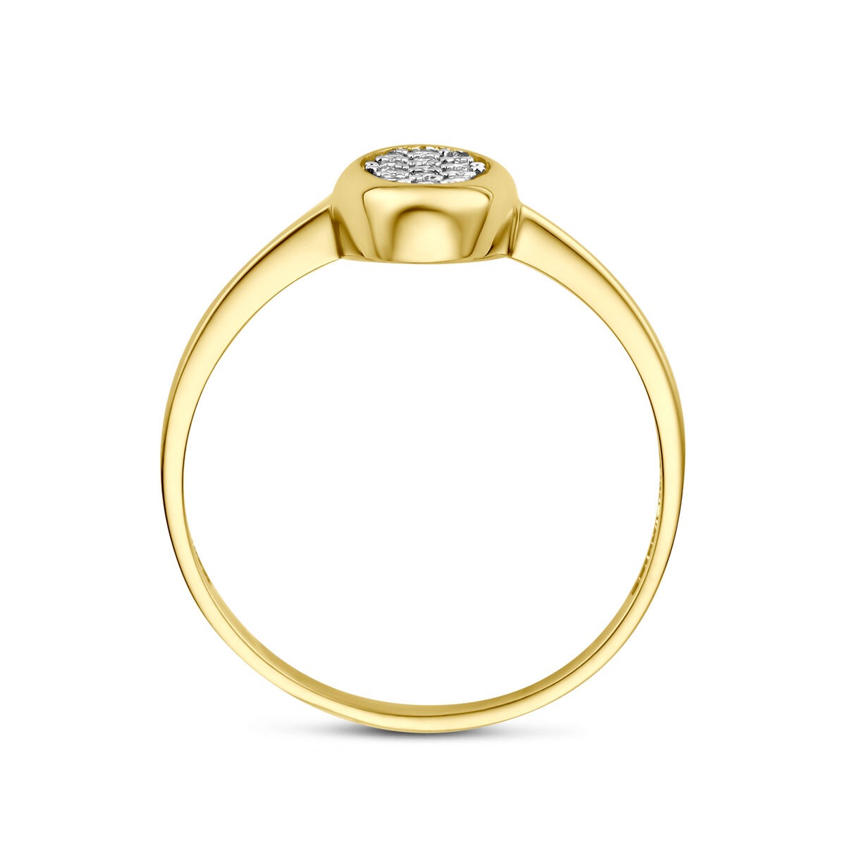 14 Karat Gelbgoldring mit ovaler Zirkonia-Pavé-Fassung