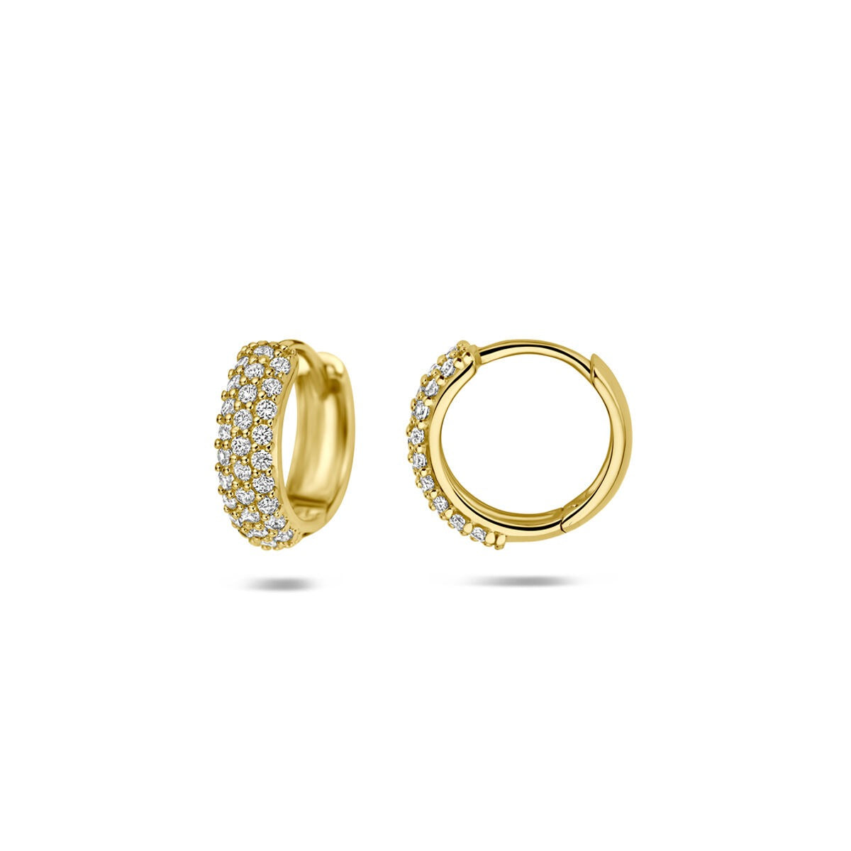 14 Karat Gelbgold Klappcreolen mit Zirkonia