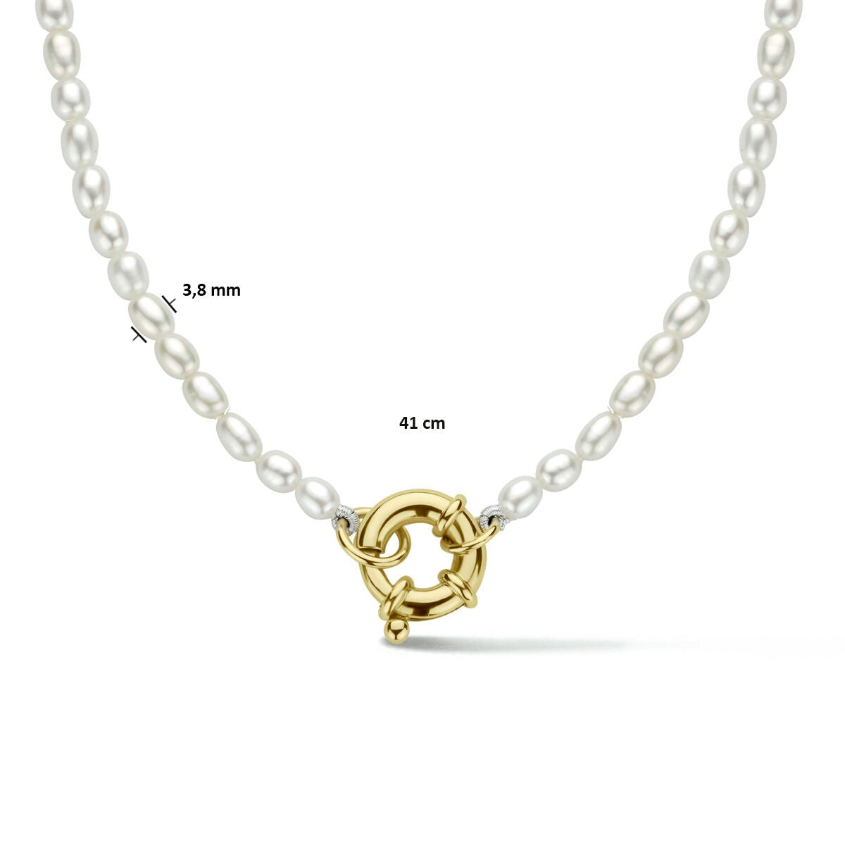 14k Gelbgold Perlenkette mit Federringverschluss