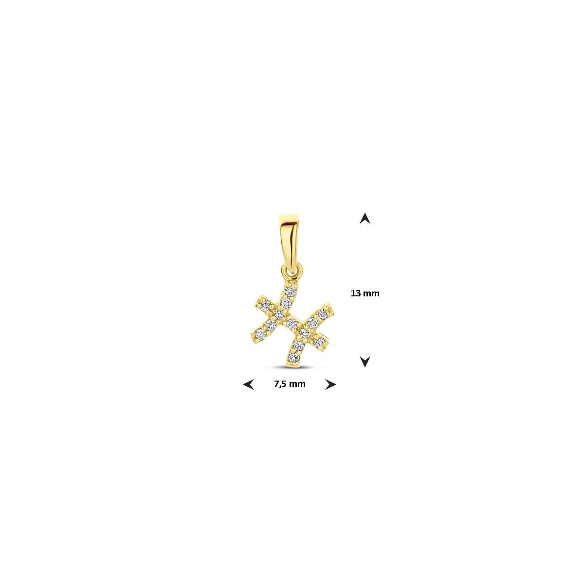 14 Karat Gelbgold Sternzeichen-Anhänger mit Diamanten