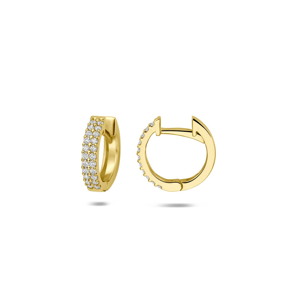 14k Gelbgold Klappcreolen mit Zirkonia