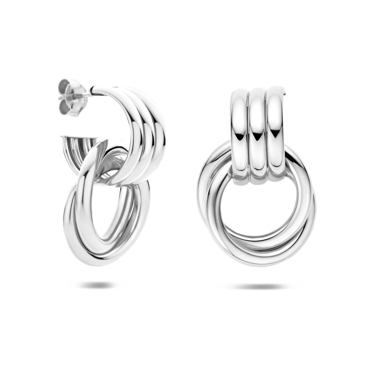 Rhodinierte 925er Silber Ohrstecker 32 x 21.5 mm
